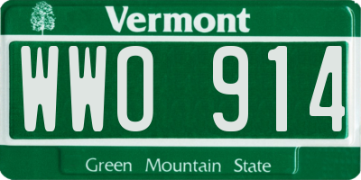 VT license plate WWO914