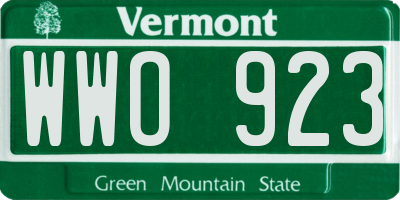 VT license plate WWO923
