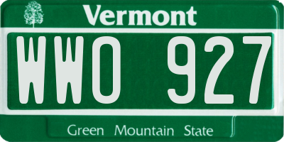 VT license plate WWO927