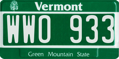 VT license plate WWO933