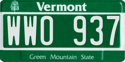 VT license plate WWO937