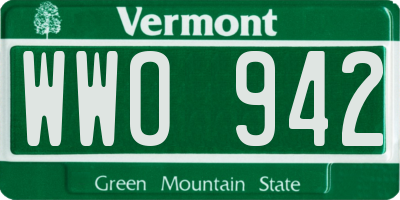 VT license plate WWO942