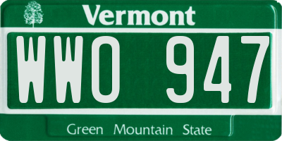 VT license plate WWO947