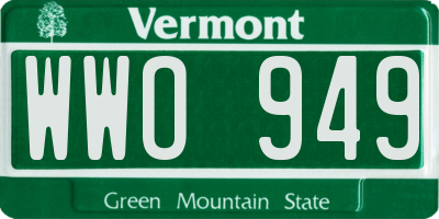 VT license plate WWO949