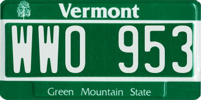 VT license plate WWO953