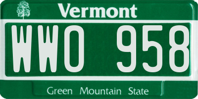 VT license plate WWO958