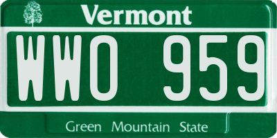 VT license plate WWO959