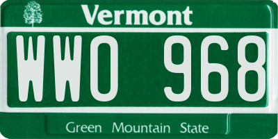 VT license plate WWO968