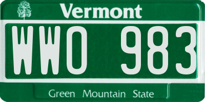 VT license plate WWO983