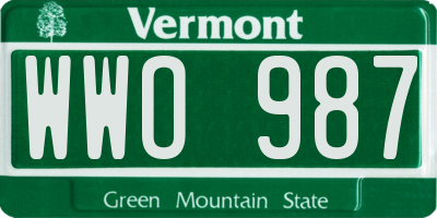 VT license plate WWO987