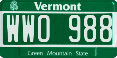 VT license plate WWO988