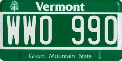 VT license plate WWO990