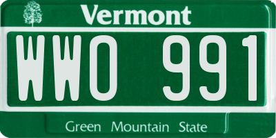 VT license plate WWO991
