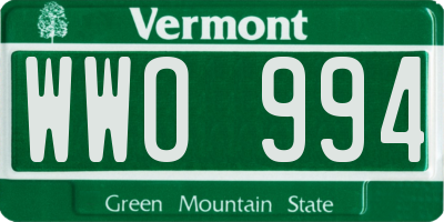 VT license plate WWO994