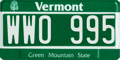 VT license plate WWO995
