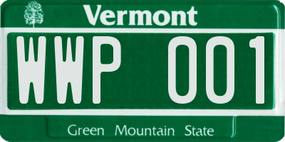 VT license plate WWP001