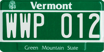 VT license plate WWP012