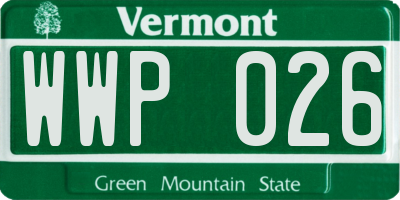 VT license plate WWP026