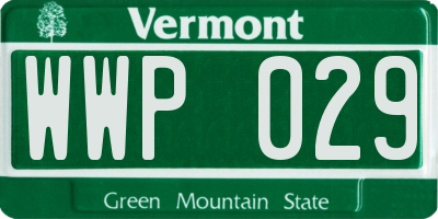 VT license plate WWP029