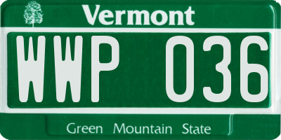 VT license plate WWP036