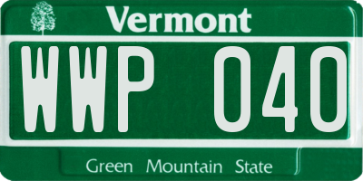 VT license plate WWP040