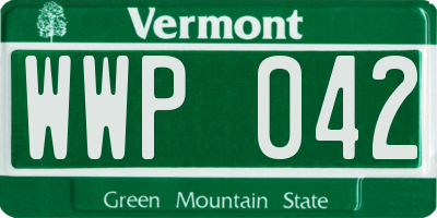 VT license plate WWP042