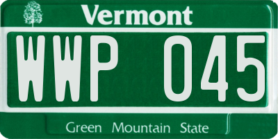 VT license plate WWP045