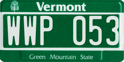 VT license plate WWP053