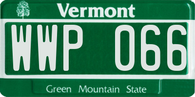 VT license plate WWP066