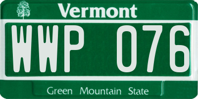 VT license plate WWP076