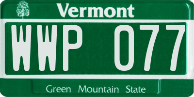VT license plate WWP077