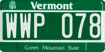 VT license plate WWP078
