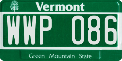 VT license plate WWP086