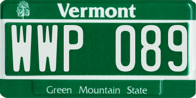 VT license plate WWP089