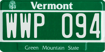 VT license plate WWP094