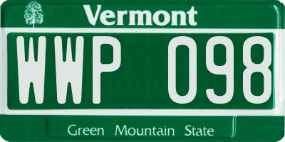 VT license plate WWP098