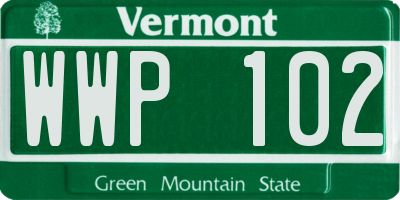 VT license plate WWP102