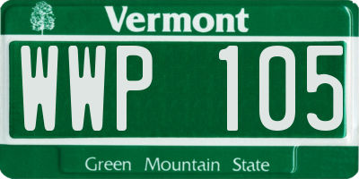 VT license plate WWP105
