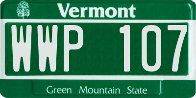 VT license plate WWP107