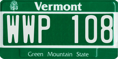 VT license plate WWP108