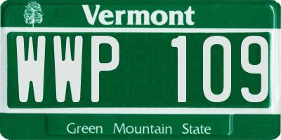 VT license plate WWP109