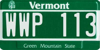 VT license plate WWP113