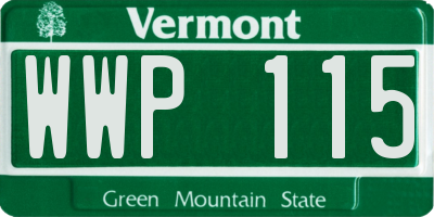 VT license plate WWP115