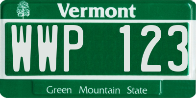 VT license plate WWP123