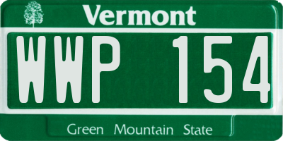 VT license plate WWP154