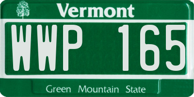VT license plate WWP165