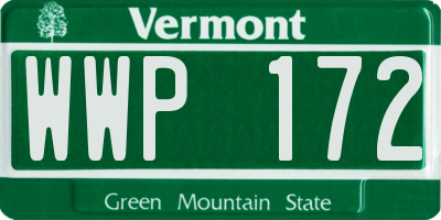 VT license plate WWP172