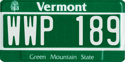 VT license plate WWP189