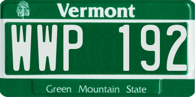 VT license plate WWP192