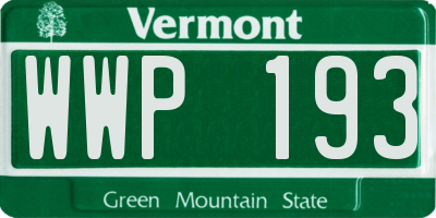 VT license plate WWP193